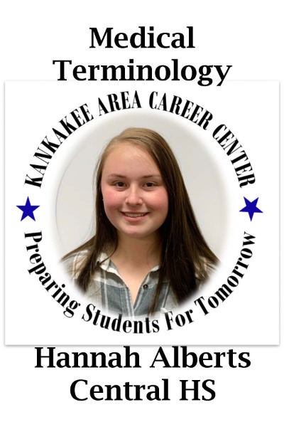 Hannah Alberts, Central HS Student of the Quaarter for Medical Terminology